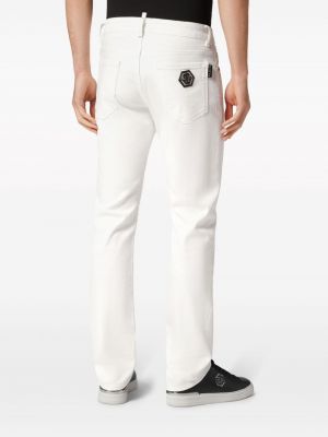 Proste jeansy z niską talią Philipp Plein białe