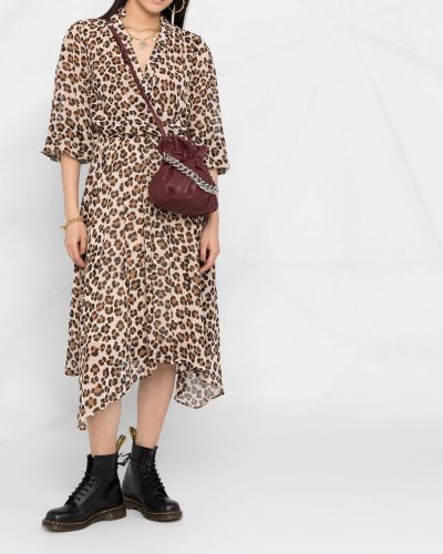 Asimetriškas raštuotas suknele leopardinis Liu Jo ruda