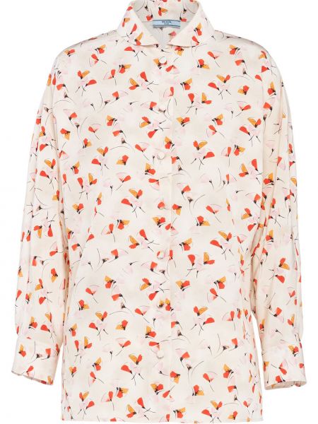 Košulja s gumbima s cvjetnim printom s printom Prada