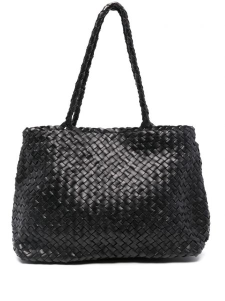 Retro kožená košíková taška so sieťovinou Dragon Diffusion čierna
