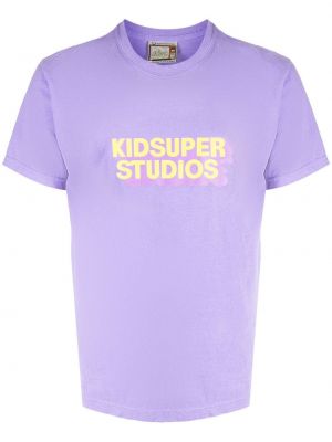 Памучна тениска с принт Kidsuper виолетово