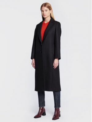Vlněný zimní kabát Sisley černý