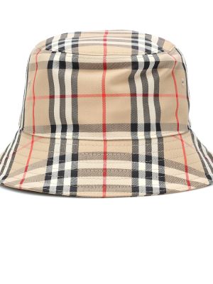 Rūtainas kokvilnas cepure Burberry bēšs