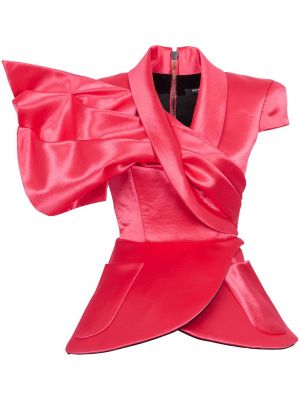 Пеплум сатенена блуза Balmain розово