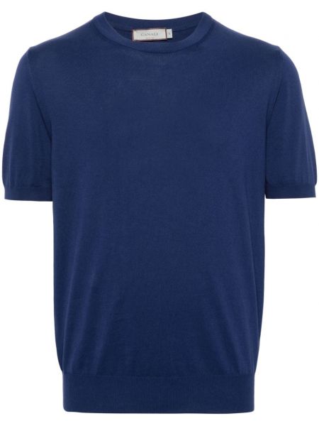 T-shirt en tricot col rond Canali bleu