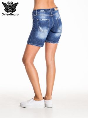 Kratke jeans hlače Fashionhunters modra