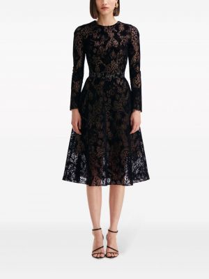Sukienka midi w kwiatki koronkowa Oscar De La Renta czarna