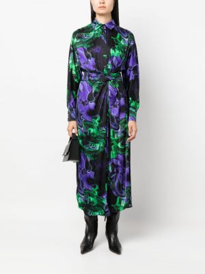 Večerní šaty s potiskem s abstraktním vzorem Msgm fialové