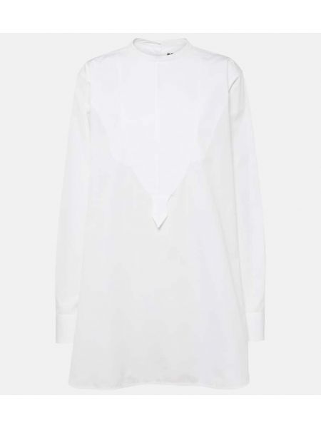 Βαμβακερή μπλούζα με κέντημα Jil Sander λευκό