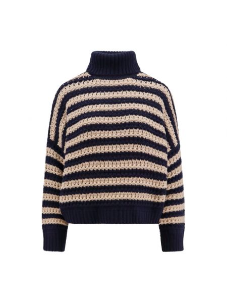 Sweter w paski Brunello Cucinelli niebieski