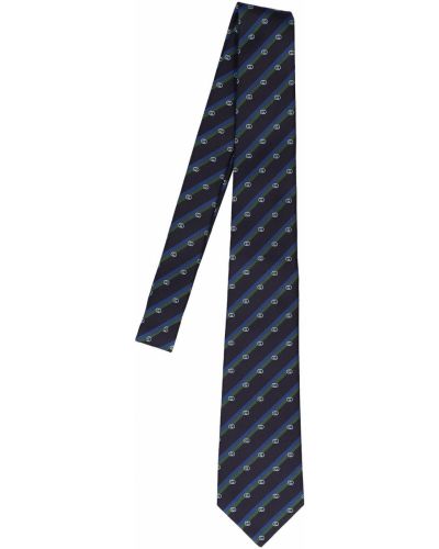 Cravată de mătase cu dungi Gucci gri