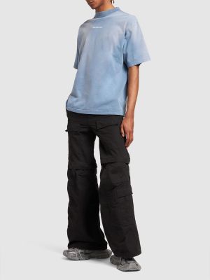 Džerzej bavlnené tričko s výšivkou Balenciaga modrá