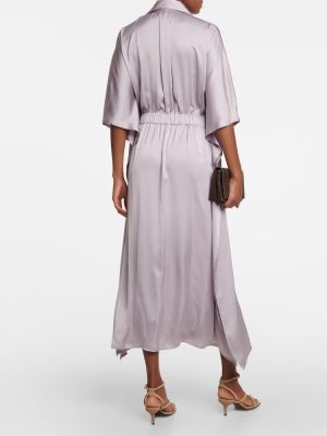 Midi suknele satininis Brunello Cucinelli violetinė