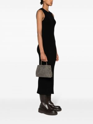 Kožená shopper kabelka s oděrkami Medea černá
