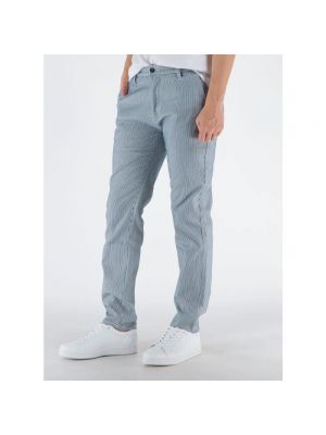 Pantalones rectos slim fit de algodón a rayas Guess azul