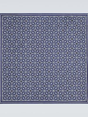 Selyem nyakkendő nyomtatás zsebes Brunello Cucinelli kék
