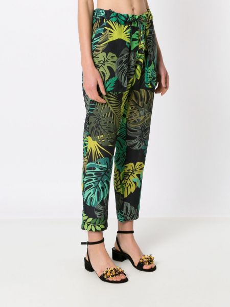 Proste spodnie z nadrukiem w tropikalny nadruk Amir Slama zielone
