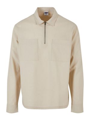 Βαμβακερό λινό μακρύ πουκάμισο με φερμουάρ Urban Classics