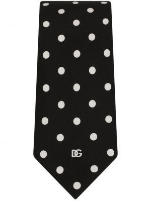 Bodkovaná hodvábna kravata s potlačou Dolce & Gabbana
