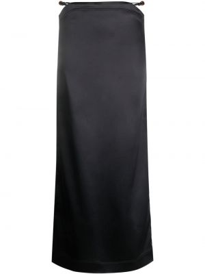 Saténové dlouhá sukně Ganni černé