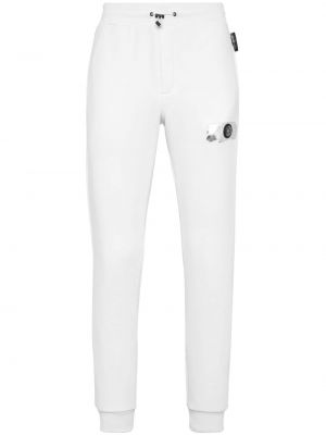 Bavlněné sportovní kalhoty Plein Sport bílé