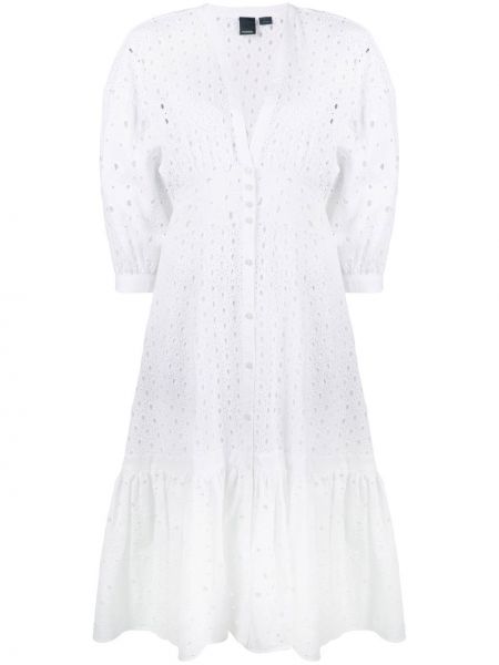Кружевное ажурное платье макси на шнуровке Pinko, белое