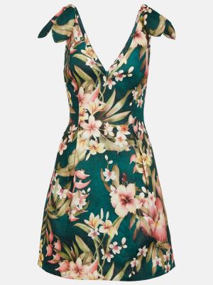 Lanena haljina s cvjetnim printom Zimmermann zelena