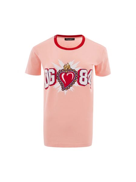 Koszulka bawełniana z nadrukiem Dolce And Gabbana różowa