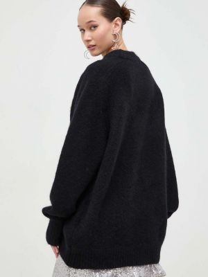 Gyapjú pulóver Rotate fekete