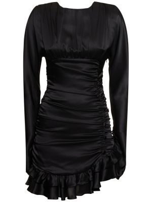 Svilena satenska mini obleka z izrezom na hrbtu Alessandra Rich črna