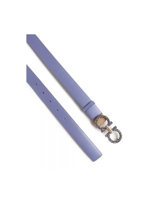 Cinturón de cuero con hebilla de cristal Salvatore Ferragamo azul