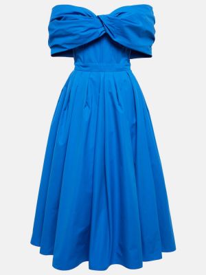 Bavlněné midi šaty Alexander Mcqueen modré