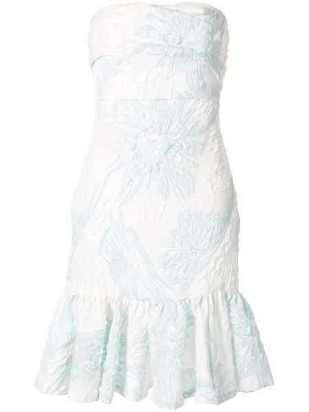 Květinové mini šaty na zip s volány Bambah - bílá