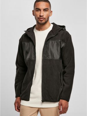 Flīsa jaka ar kapuci Urban Classics Plus Size melns