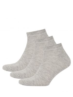 Bavlnené priliehavé ponožky Defacto sivá