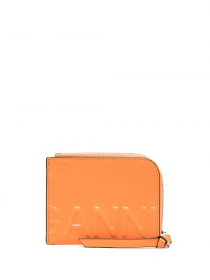 Kožená peňaženka Ganni oranžová