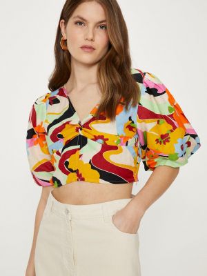 Льняная блузка в цветочек с принтом Oasis