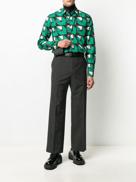 Camisa con estampado con estampado geométrico Prada verde