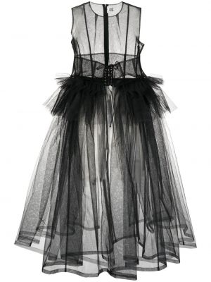 Коктейлна рокля от тюл Noir Kei Ninomiya черно