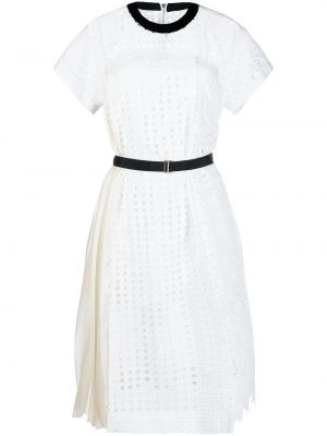 Mini vestido con bordado Sacai blanco