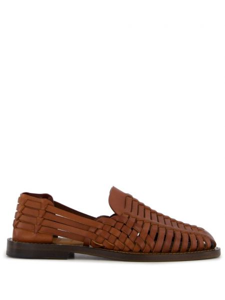 Pletene kožne sandale Brunello Cucinelli smeđa