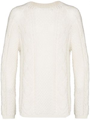 Пуловер с протрити краища Maison Margiela бяло
