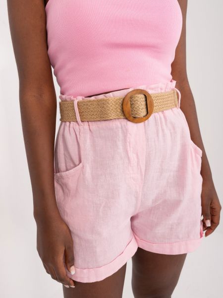 Puuvillased linased lühikesed püksid Fashionhunters roosa