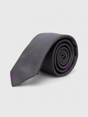 Копринена вратовръзка Boss сиво