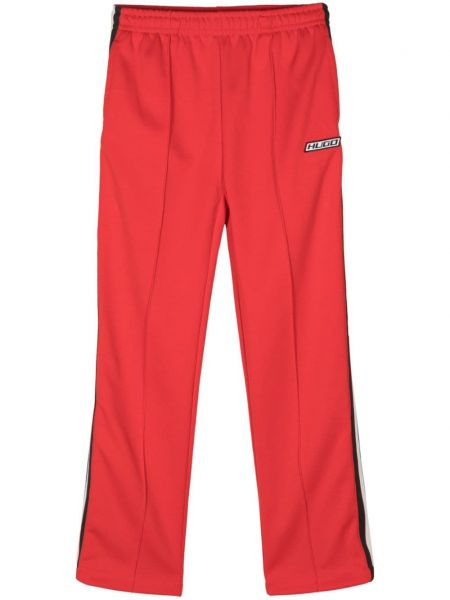 Pantaloni cu pliu presat din bumbac Hugo roșu