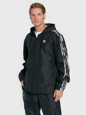 Prijelazna jakna bootcut s camo uzorkom Adidas crna