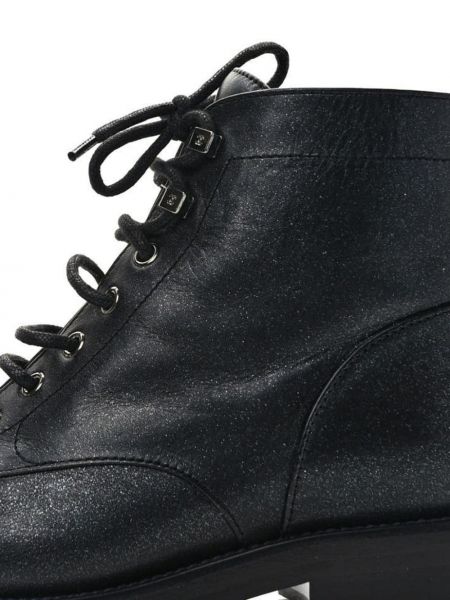 Kožené kotníkové boty Chanel Pre-owned černé