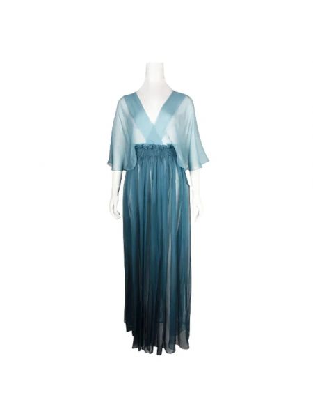 Jedwabna sukienka Dior Vintage niebieska