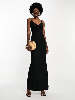 Длинное платье с v-образным вырезом с глубоким декольте Vesper черное