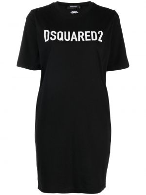 Baskılı pamuk düz elbise Dsquared2 siyah